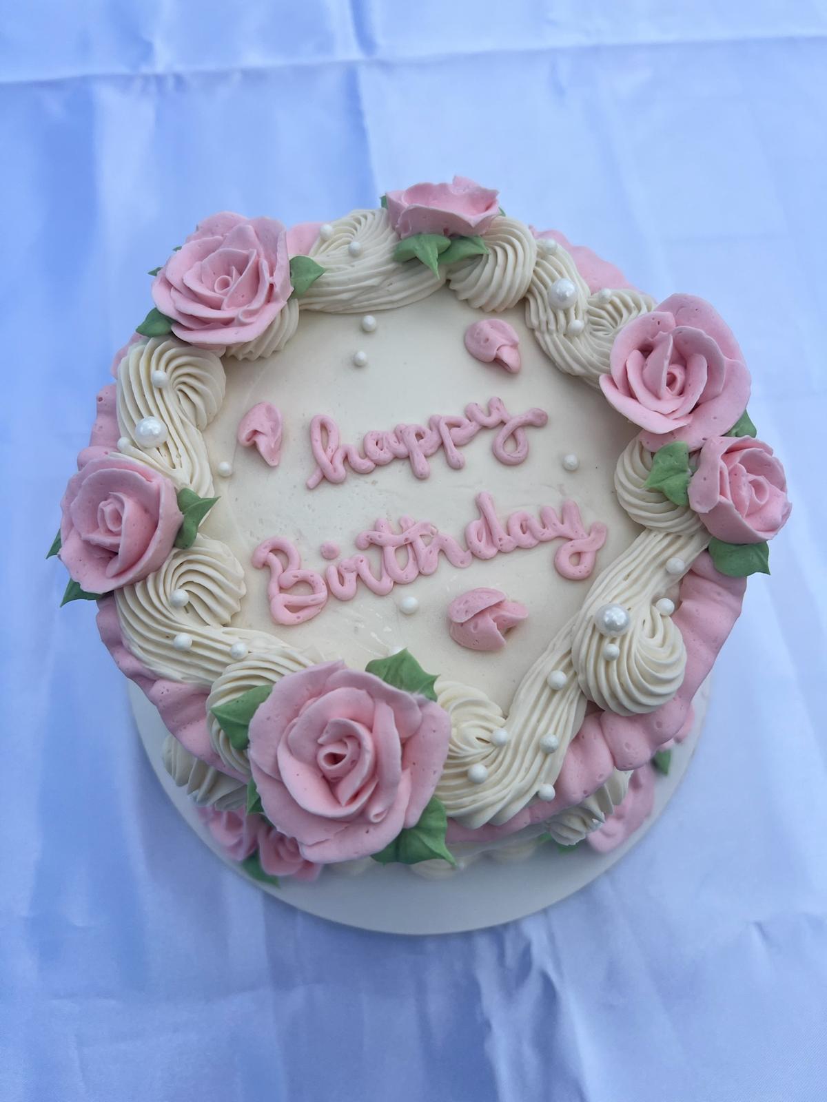 Pink Rose Birthday Cake