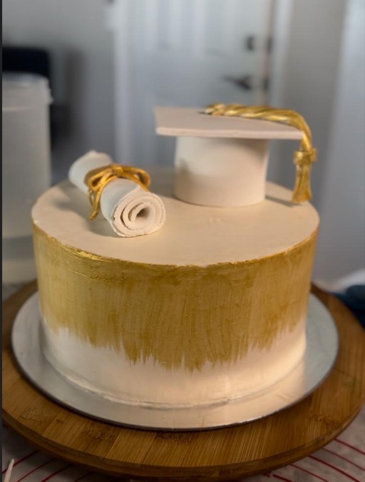Gold Brush Graduation Cake